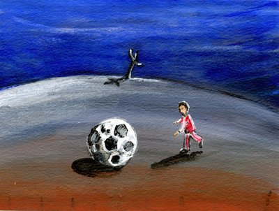 Eu encontrei um grande grande futebol, 2005, (óleo sobre papel) de Gigi Sudbury